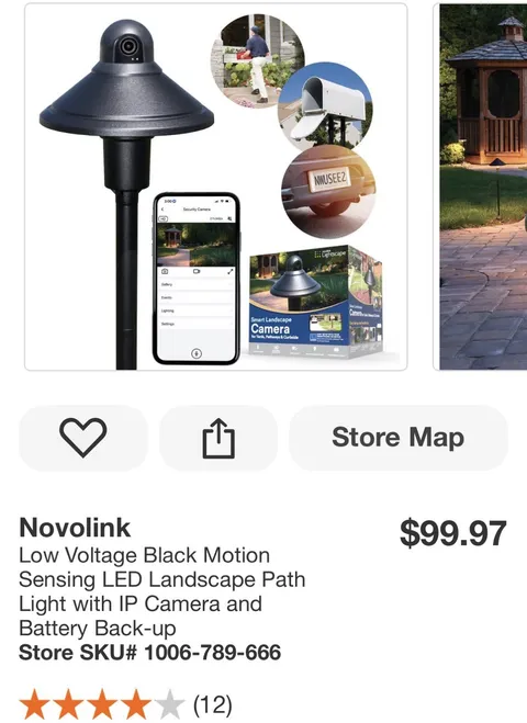 Low Voltage Black Motion Sensing LED Landscape Path Light with IP Camera