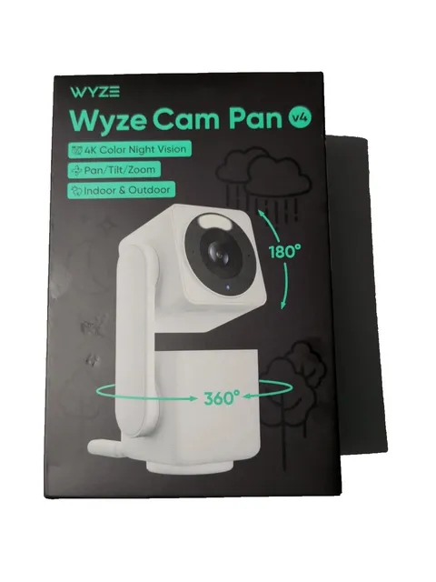 Wyze Cam Pan v4 4K UHD Indoor/Outdoor Plug-In Pan & Tilt Security Camera NEW
