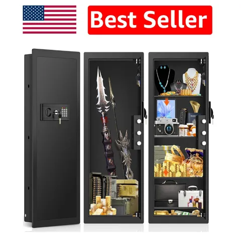 39.4" Tall Fireproof Hidden Wall Safe with Electronic Keypad & 3 Shelves