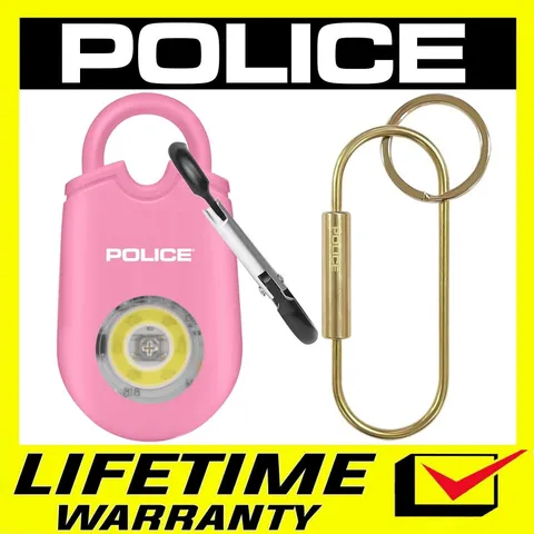 Personal Safety Alarm Keychain Police Mini Siren Flashlight Pocket Alarm Pink