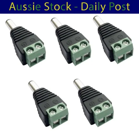5pcs Male DC Jack 5.5 x 2.1mm 12V Power Plug Adaptor Connector CCTV LED
