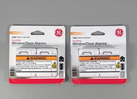 GE Indoor Audible Window & Door Alarms 4 Total Sensors (2 Packs of 2) New Sealed