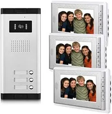 Apartment Video Intercom System 3 Units Household Video Doorbell