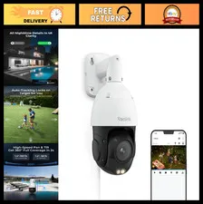 4K PoE PTZ Security Camera - 5X Optical Zoom, Auto Tracking, 360° Pan, Color Nig