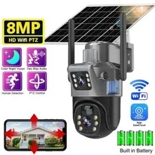 Solar Battery Powered Wireless WiFi Outdoor Pan/Tilt Home Security Camera System