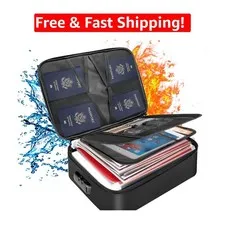 Secure Fireproof and Water-Resistant Document Organizer for Travel & Home Use
