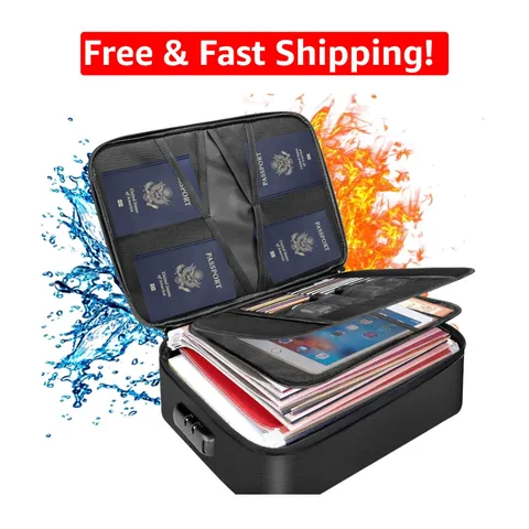 Secure Fireproof and Water-Resistant Document Organizer for Travel & Home Use