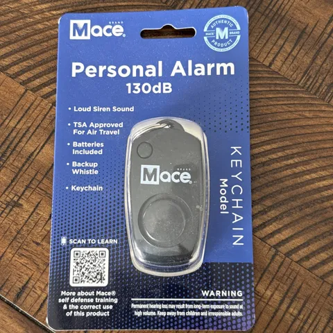 Mace Personal Alarm Belt Clip Lanyard 130 Decibels, Black, 9V