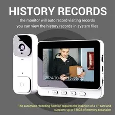 Visual Smart Doorbell with 4.3" Color Display, 300K Camera for home security