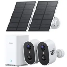 2K Solar Security Cameras Wireless Outdoor System, 2-Cam-Kit