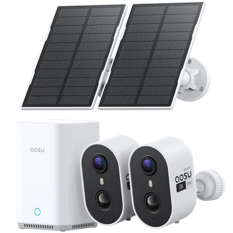 2K Solar Security Cameras Wireless Outdoor System, 2-Cam-Kit