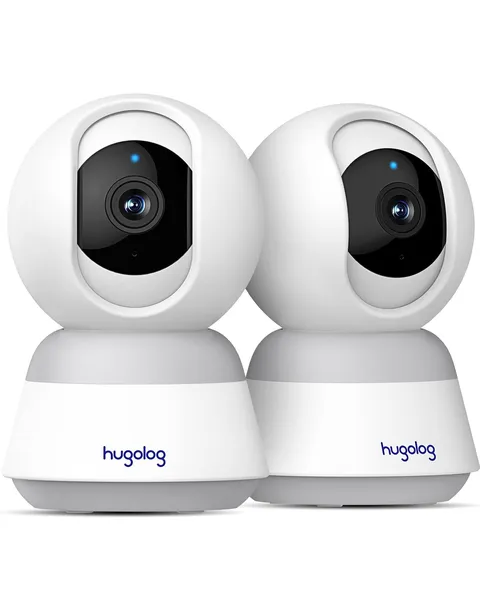 Hugolog 3K 5MP Indoor Pan/Tilt Security Camera with Auto-Focus(2pcs),Ideal fo...