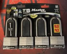 BRAND NEW SET OF 4 MASTER LOCK #5SSQLJ STAINLESS STEEL OUTDOORS-Keyed Alike--NEW