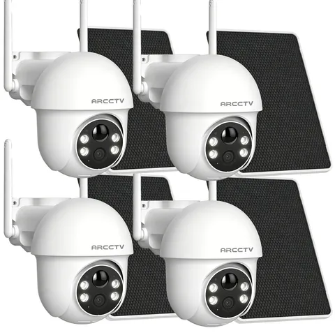 4MP Wireless Solar Security Cameras Outdoor Pan/Tilt AI Human Color Night Vision