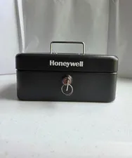 Honeywell Black Lockbox with key; Money Safe for Cash- Removable Tray missing
