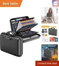 Fireproof Document Organizer with Lock - Portable 13 Pocket Secure Storage