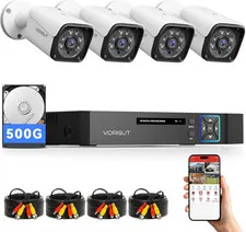 5MP Wired Security Camera System with Night Vision & 500GB DVR Storage