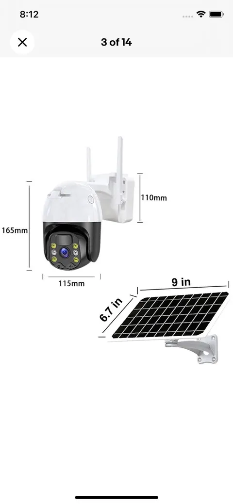 WiFi6 Solar Battery Powered Wireless Security Camera Sys Outdoor 3MP PTZ 3 PACK