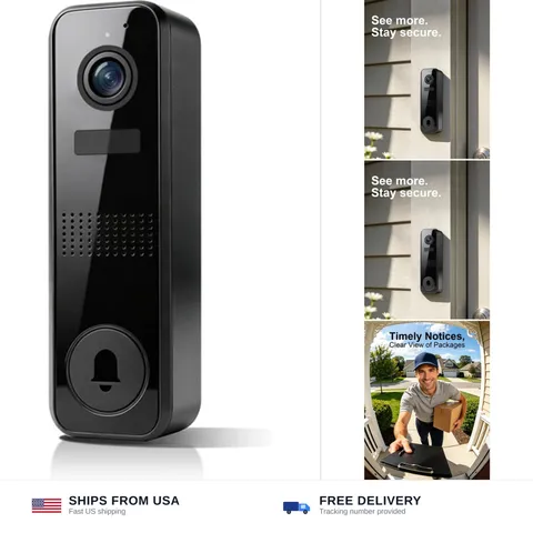 Wireless Doorbell Camera, 2K Video Doorbell, 2.4GHz WiFi | Encrypted Cloud St...