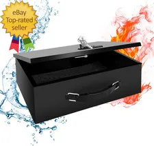 Fireproof Lock Box with Key and Combination Lock Fire Safe Document Box