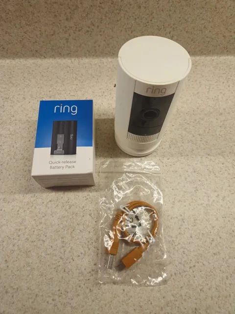 Ring Stick Up Cam Battery Tested w/OEM Battery USB Cable Box Accessories Works