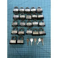 Master Lock 500D Padlocks 1-3/4" Laminated Steel Keyed Locks - Lot of 22