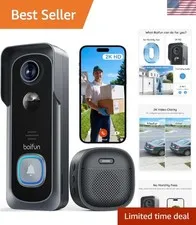 Advanced Wireless Video Doorbell - 166° Field of View, No Fees, Enhanced Safety