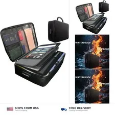Yuanshikj Portable Fireproof Waterproof Document Organizer with Lock,Black | ...
