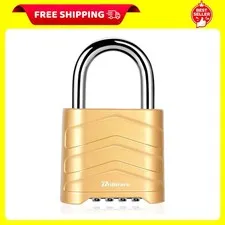 Combination Lock, 4 Digit Heavy Duty Padlock Metal Outdoor, Weatherproof Alloy L