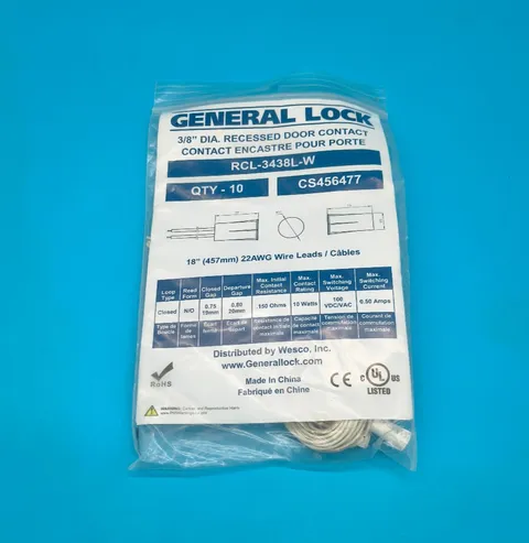 General Lock RCL-343L-W Recessed Door Contact Magnetic Reed Switch White 10 Pack
