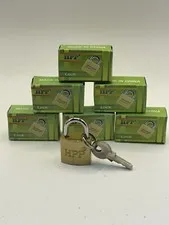 Mini Padlock HPP Brass 20mm Tiny Zipper Box Luggage Lock w/ 2 Keys - Lot of 6