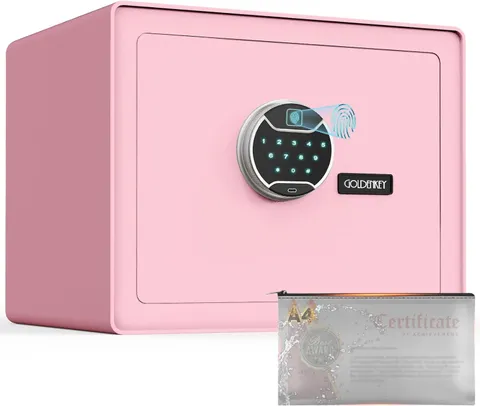 Pink Biometric Safe 1.6 Cu Ft Fireproof Waterproof Jewelry Safe