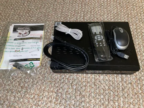 LARGE LOT of Night Owl DVR F6-DVR8, (9) Security Cameras, Wires, & Accessories