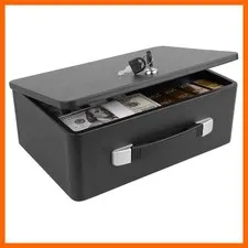 Fireproof Document Box with Key Lock, Portable Metal Safe Box with Carrying H...