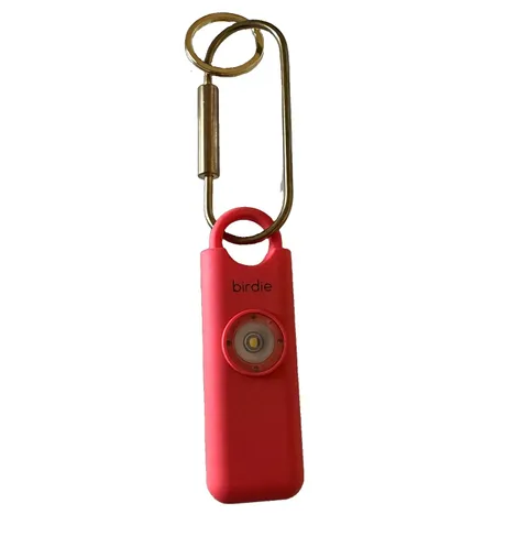 Birdie Women's Self Defense Siren Alarm Safety Tool Hot Pink Brass Keychain