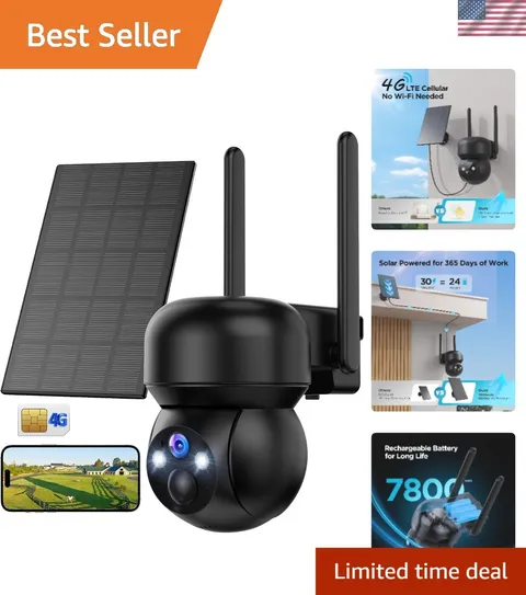 Waterproof Solar Security Camera: Wireless 4G LTE with 2K HD Night Vision