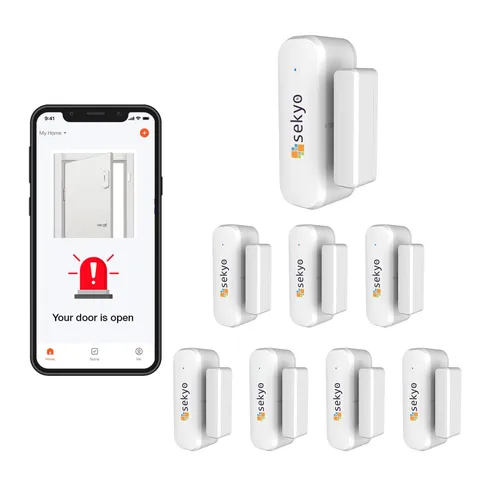 8 Qty Smart WiFi Door & Window Sensor for Home| No Hub Required | Free App Al...