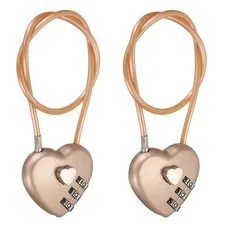 Combination Padlock (11.8", Rose Gold)(2Pcs), 3-Digit Heart Shaped Combo Padlock