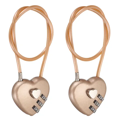 Combination Padlock (11.8", Rose Gold)(2Pcs), 3-Digit Heart Shaped Combo Padlock