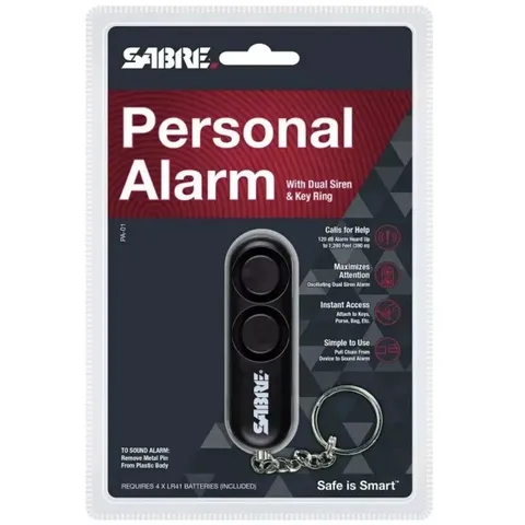 Sabre PA-01 Black 120 DB Personal Safety Alarm Siren W/ Key Ring