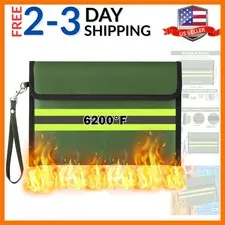 Fireproof Waterproof Document Bag - 6200°F Water Resistant Fire Proof Money B...
