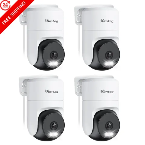 VIMTAG Pan/Tilt Outdoor Security Camera, 2.5K 4MP WiFi White&Black,4MP,4Pack