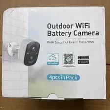 GMK Outdoor Wi-Fi Battery Camera 4-Pack, AI Event Detection, Night Vision New