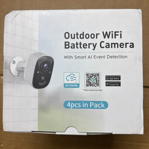 GMK Outdoor Wi-Fi Battery Camera 4-Pack, AI Event Detection, Night Vision New