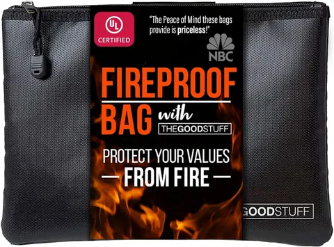 10x13in Waterproof Zipper Fireproof Money Document Bag