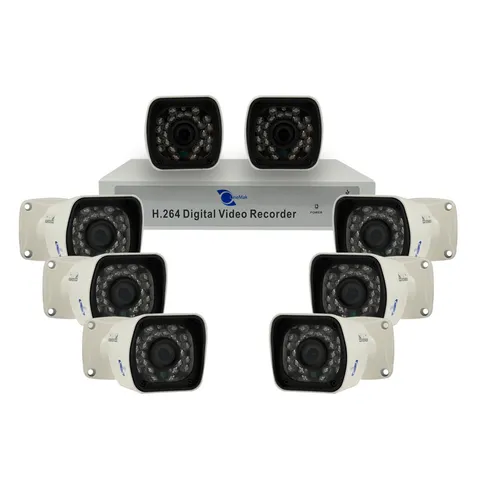 LineMak 8 Camera kit, 1/4" HD CCD Sensor, 700TVL, IP67 with 8CH DVR H264, D1/CIF