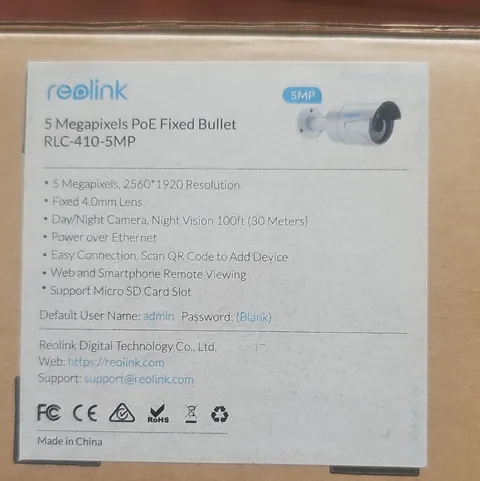 Reolink RLC-410-5MP 5MP PoE Bullet IP Camera Night Vision microSD Slot