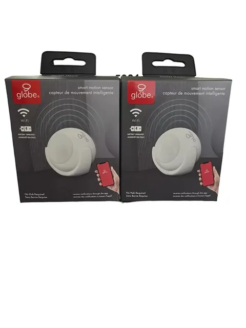 Pack Of 2 Globe Wi-Fi Smart Motion Detector No Hub Required Battery Operated