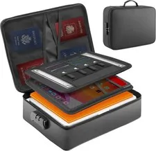 Bolsa ignifuga impermeable con cerradura para documentos importantes portatil