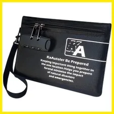 Small Fireproof Bag with Lock, Waterproof Money Bag with Zipper Pouch Envelop...